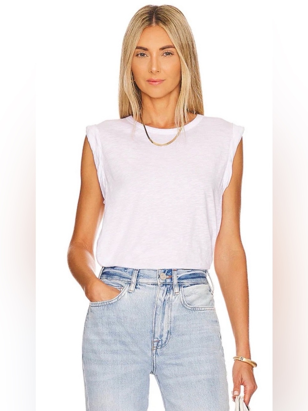 Veronica Beard Jeans Pima Cotton Muscle Tee White Tank XS Elevated Basic capsule